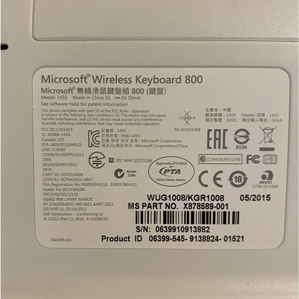 Microsoft Wireless Keyboard and Mouse 800